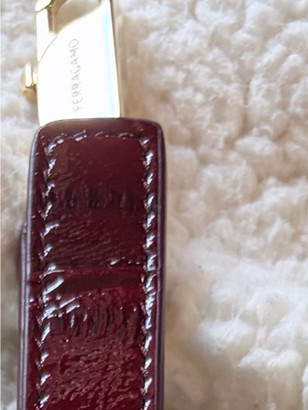 Salvatore Ferragamo Deep Burgundy Patent Shoulder Bag with Gold Hardware - Picture 6 of 14